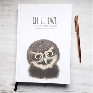 Hardcover Notebook 100 Blank Pages Owl Watercolor